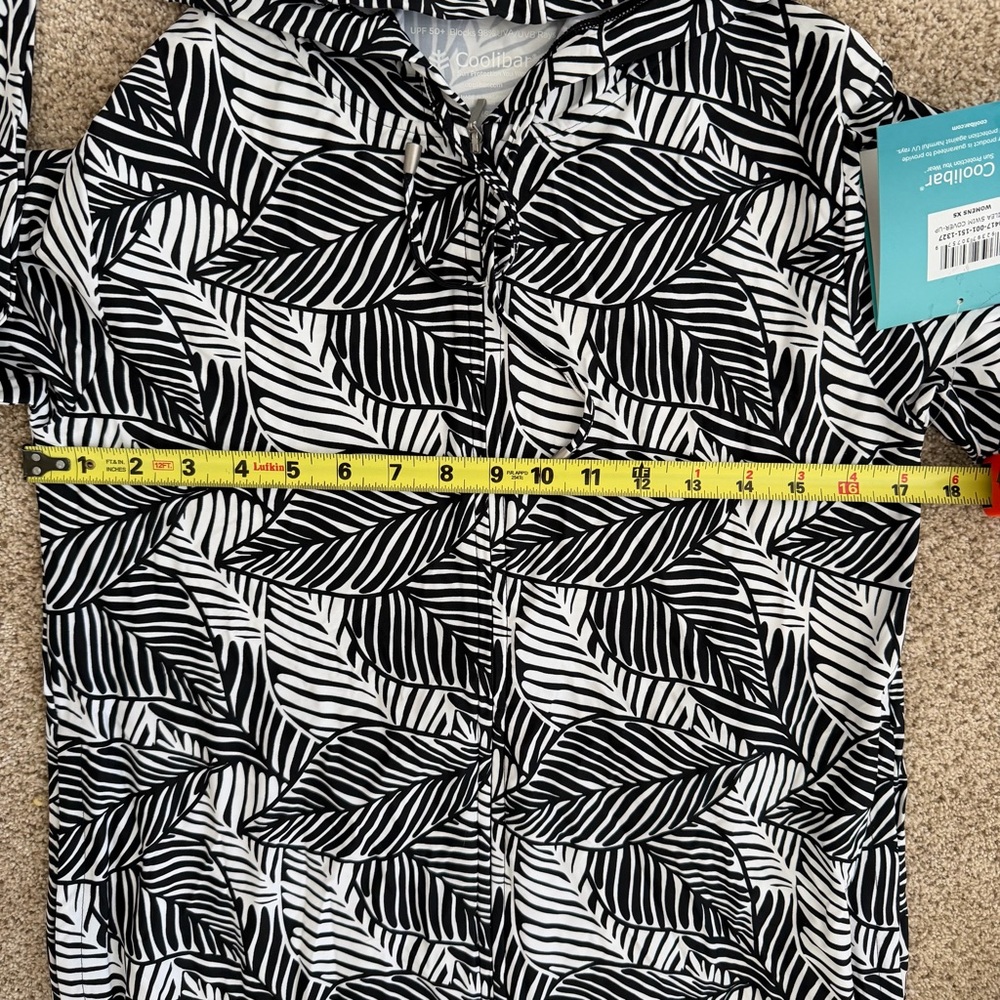 NWT Coolibar Wailea Black and White Hooded Swim Cover-Up UPF 50 Summer Beachwear - Picture 12 of 14